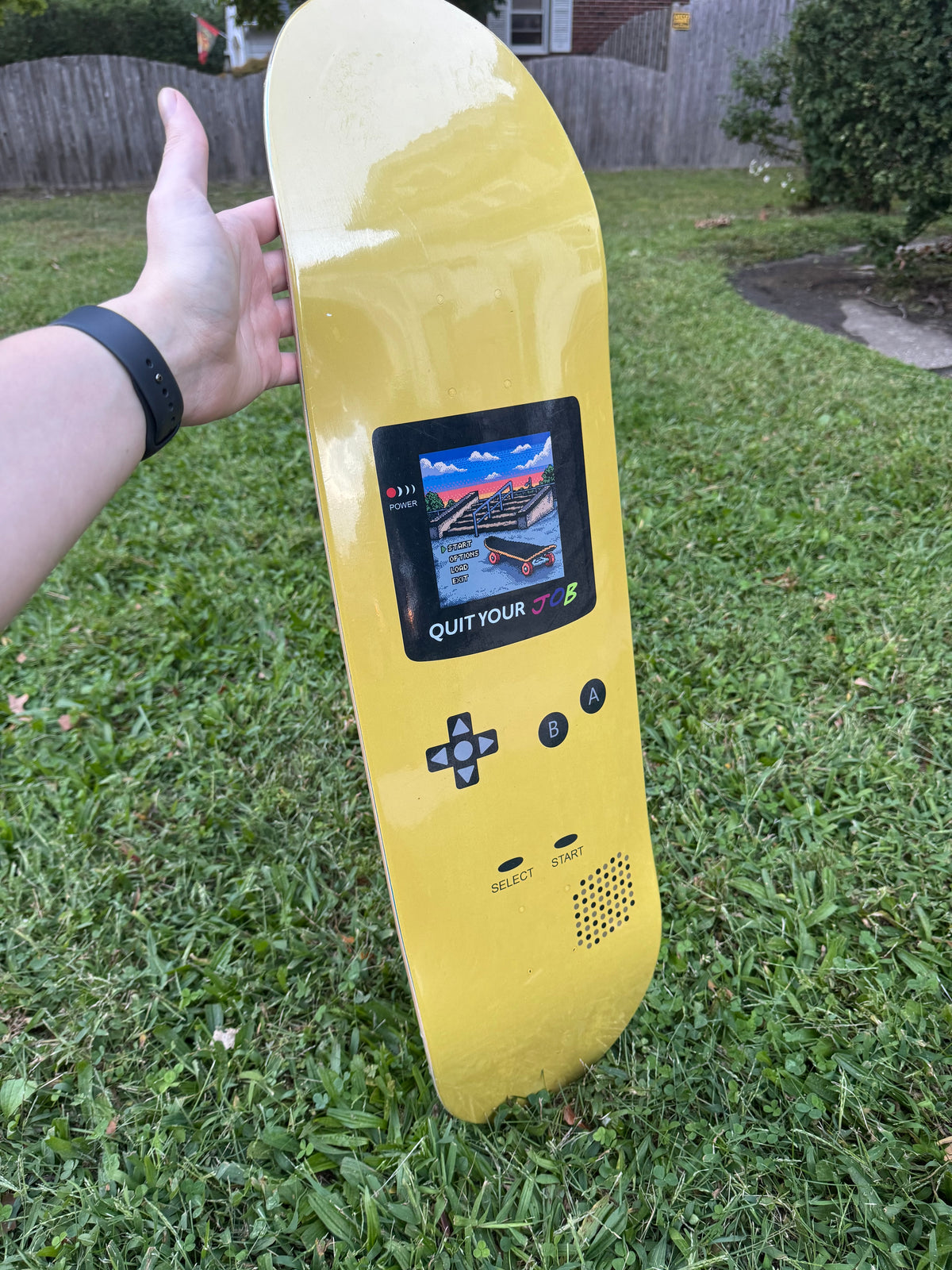 Yellow Retro Console Skate Deck 9 Inch Twin Nose and Tail