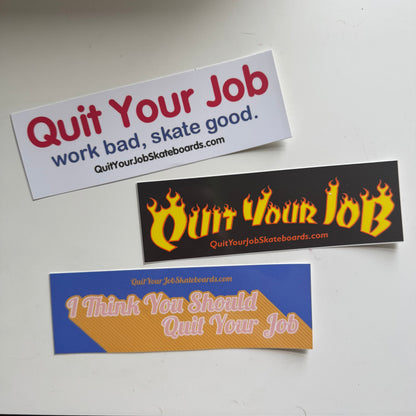 Three 'Quit Your Job' themed stickers on a white background